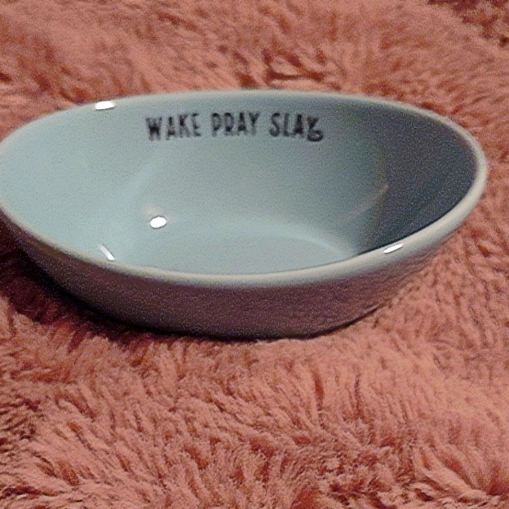 Wake, pray, slay jewelry holder.